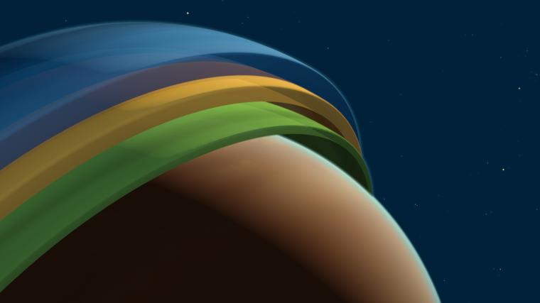 Abb.: Illustration der 3D-Struktur der Atmosphäre des Exoplaneten Tylos.