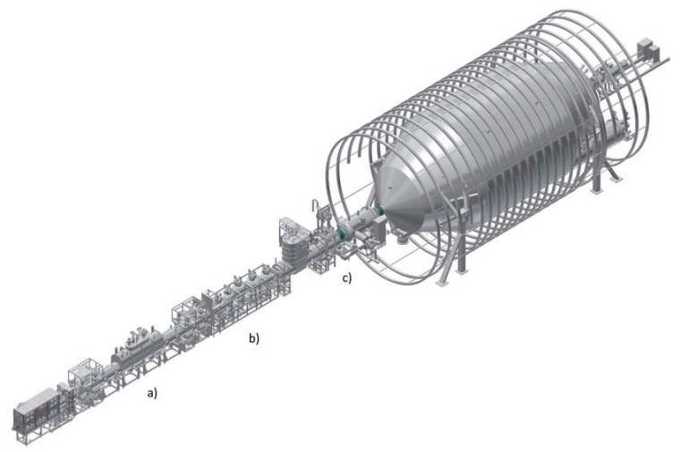 Abb.: Überblick über das siebzig Meter lange KATRIN-Experiment mit den...