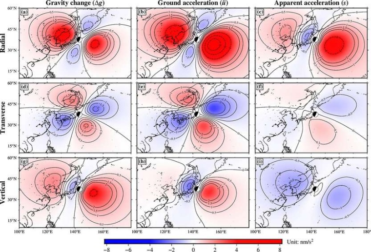 Abb.: Räumliche Verteilung der PEGS-Signalstärke während des Tohoku-Bebens...