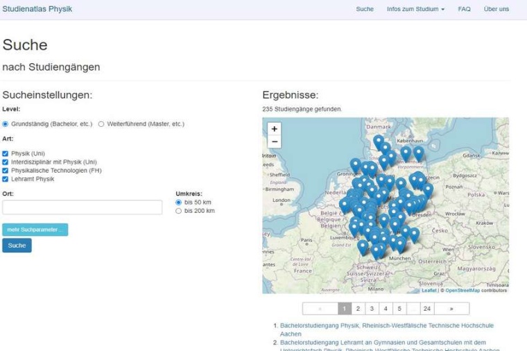 Abb.: Mit dem Studienatlas lässt sich das umfang­reiche Angebot an...