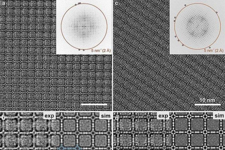 Abb.: Bildfehler­korri­gierte HRTEM-Bilder von den strahl­em­pfind­lichen...